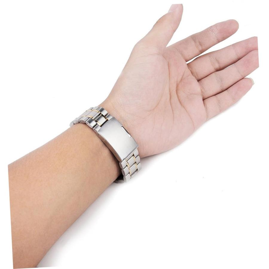 【並行輸入品】 4pcs Stainless Steel Watch Band with Straight End Solid Links Fo_6