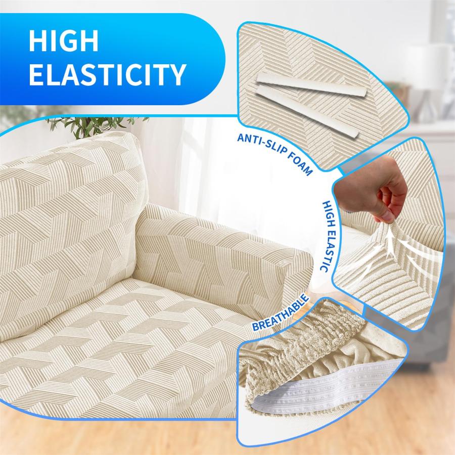 【並行輸入品】 DEZYPZAM Stretch Couch Cover for 1/2/3/4 Cushion Couch | Jacquar