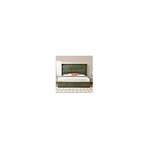 【並行輸入品】 YUHUASHI King Storage Bed Frame with 63.4 inch High Headboard, Sの画像