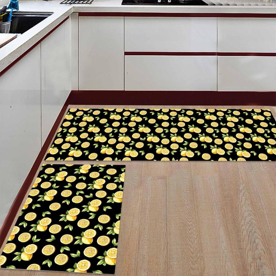 【並行輸入品】 Huotupsine Summer Lemon Kitchen Rug Runner， Non Slip Door Mat， C_3
