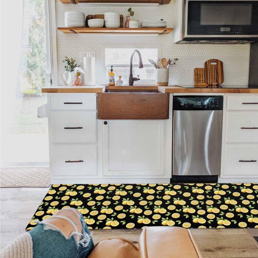 【並行輸入品】 Huotupsine Summer Lemon Kitchen Rug Runner， Non Slip Door Mat， C_6