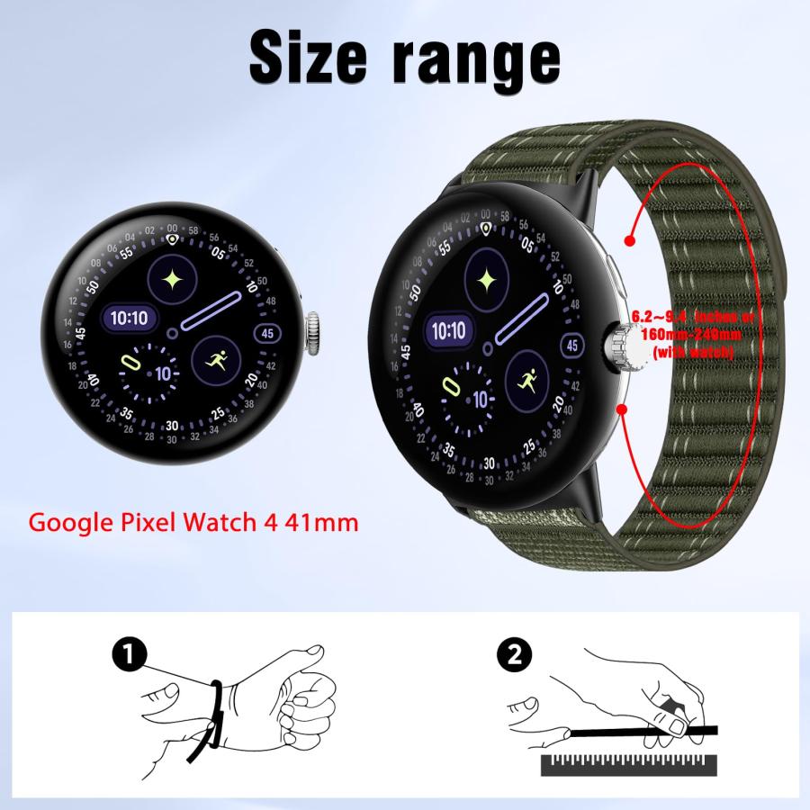 【並行輸入品】[RosMank] ナイロン バンド Google Pixel Watch 4 41mm 対応、波型交換用ストラップ Google_9