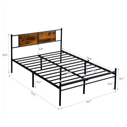 【並行輸入品】 Clyrava Full Size Bed Frames， Metal Platform Bed Full with Wood_4
