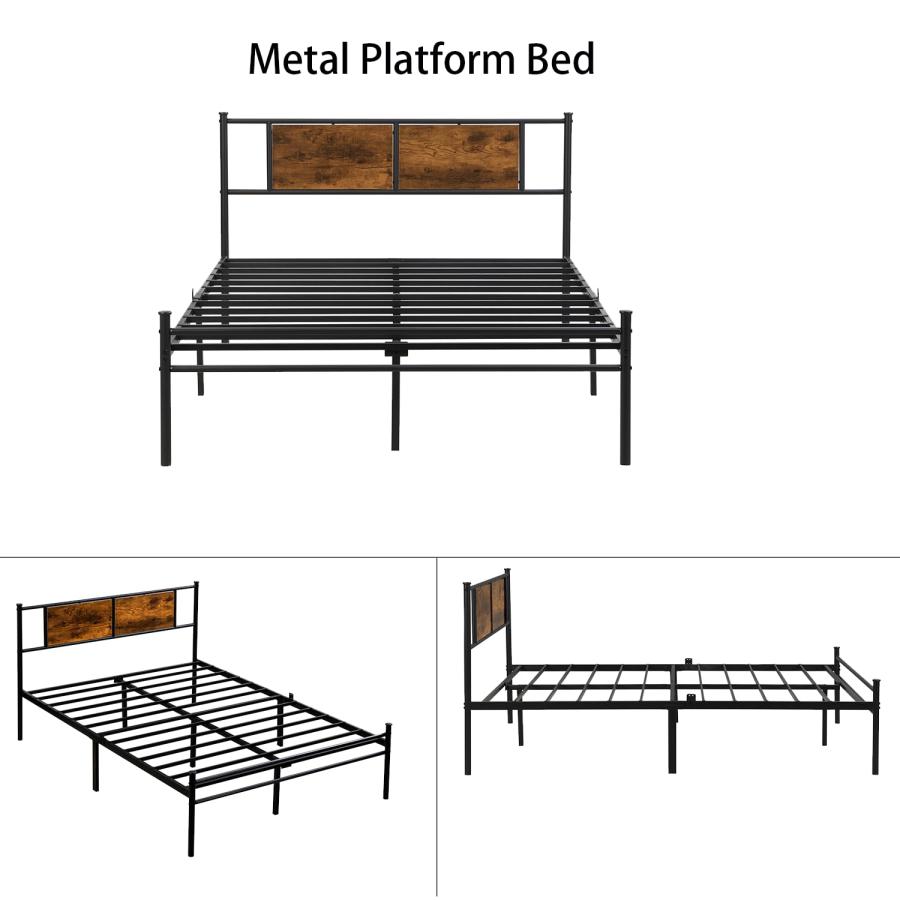 【並行輸入品】 Clyrava Full Size Bed Frames， Metal Platform Bed Full with Wood_6