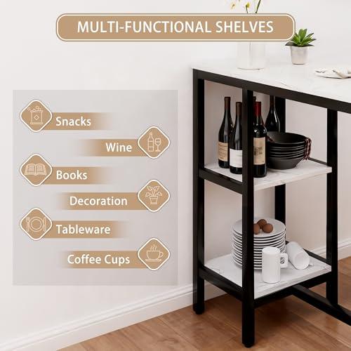 【並行輸入品】 uhomepro 4 Piece Kitchen Bar Table Set with Storage Shelves 57