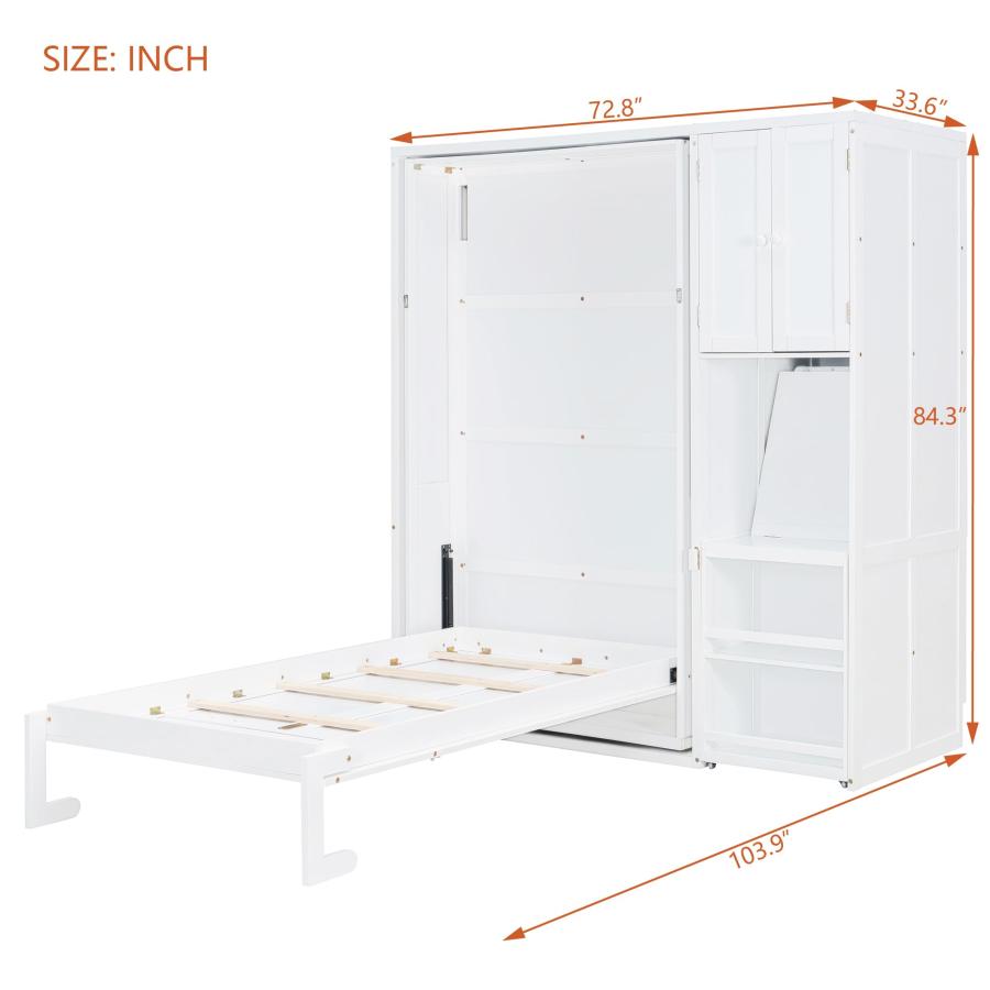 【並行輸入品】 Merax Twin Size Murphy Bed with Extendable Desk \u0026 Side Storage,の画像