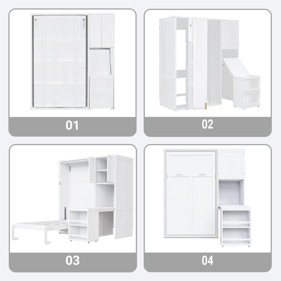 【並行輸入品】 Merax Twin Size Murphy Bed with Extendable Desk \u0026 Side Storage,の画像