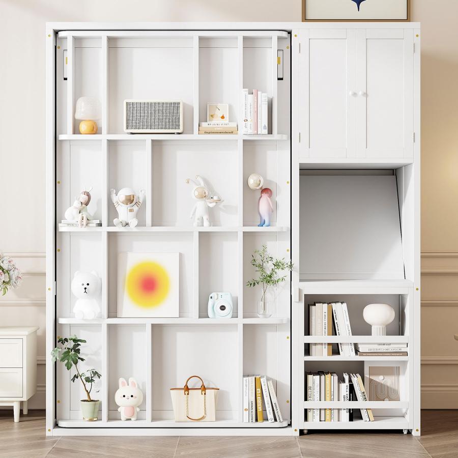 【並行輸入品】 Merax Twin Size Murphy Bed with Extendable Desk \u0026 Side Storage,の画像