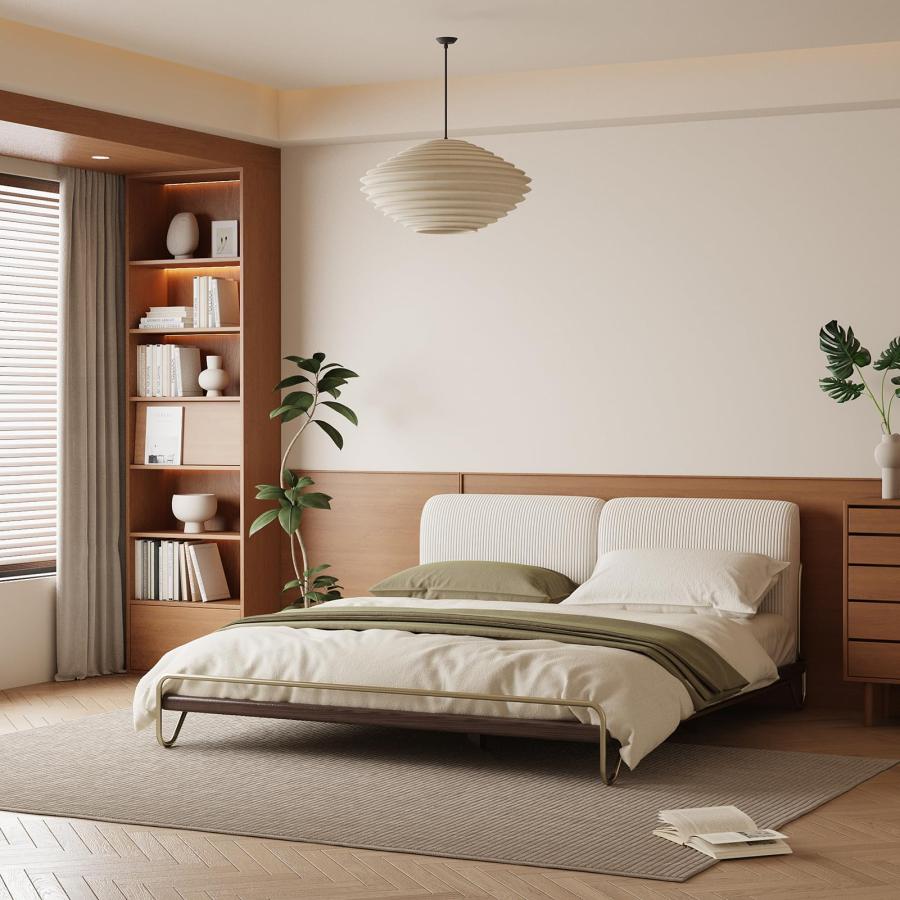 【並行輸入品】 Lartis Platform Bed Frame， King Size Bed Frame， with Corduroy Fa_3