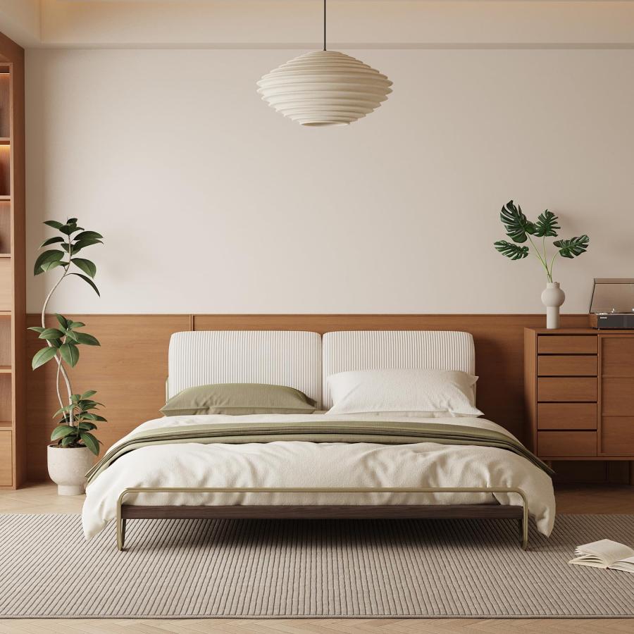【並行輸入品】 Lartis Platform Bed Frame， King Size Bed Frame， with Corduroy Fa_9