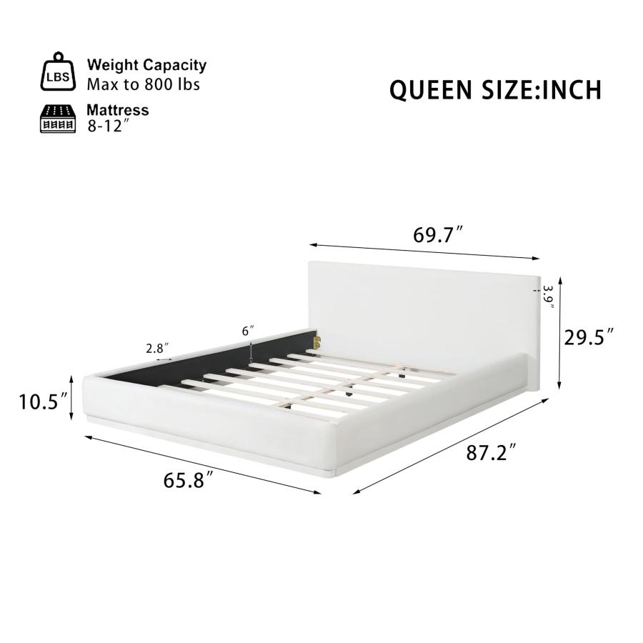 【並行輸入品】 Virubi Queen Size Soft Velvet Upholstered Low Platform Bed Frame_3