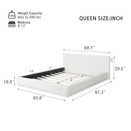 【並行輸入品】 Virubi Queen Size Soft Velvet Upholstered Low Platform Bed Frame_4