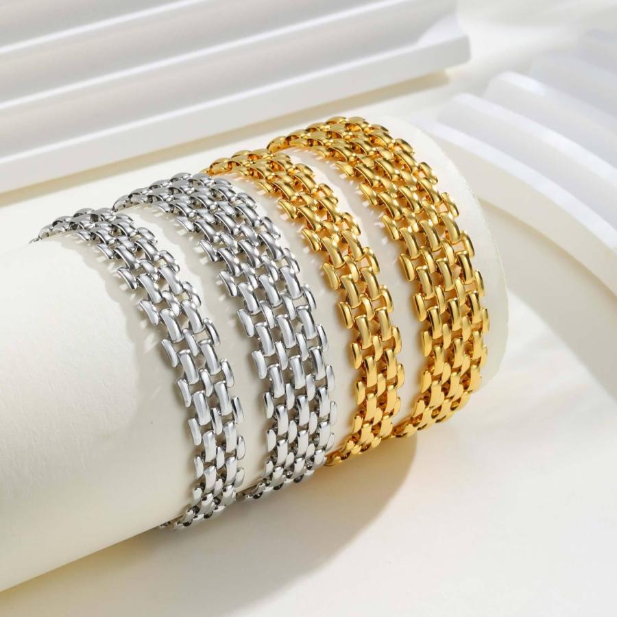 【並行輸入品】 Stainless Steel Mesh Watch Band Bracelet & Necklace, Gold and Siの画像