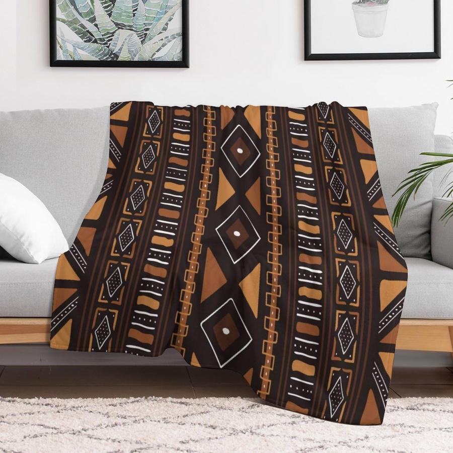 【並行輸入品】 ZhiRain African Tribal Throw Blanket African Mud Cloth Pattern A