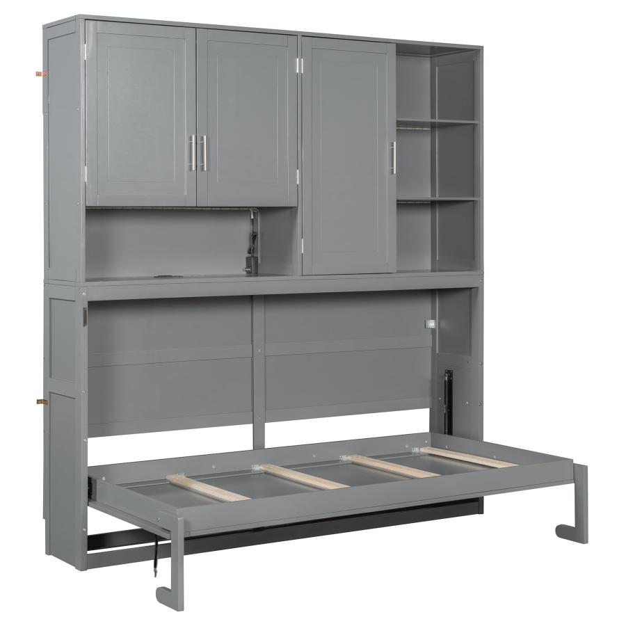 【並行輸入品】 LUMISOL Twin Size Murphy Bed with Top Cabinet, Space Saving Foldの画像