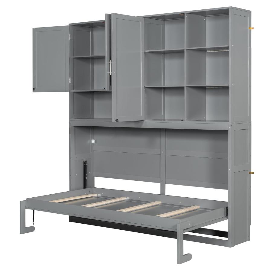 【並行輸入品】 LUMISOL Twin Size Murphy Bed with Top Cabinet, Space Saving Foldの画像