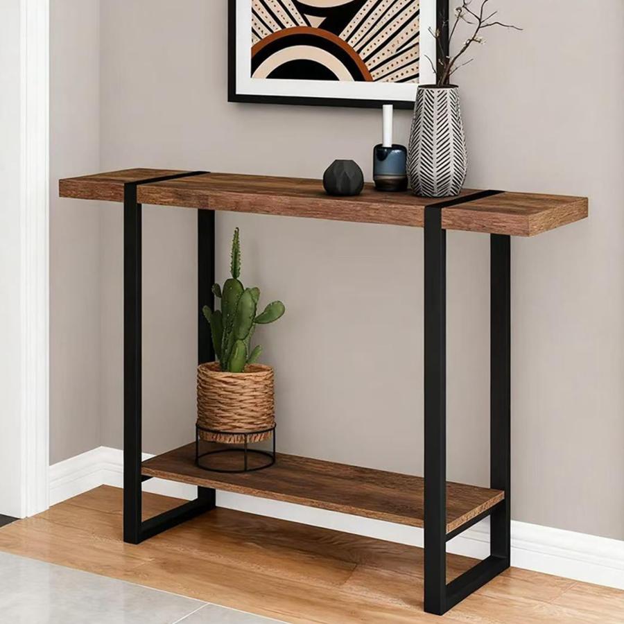 【並行輸入品】 Modern Wooden Entryway Console Table，with Wrought Iron Table Leg_6