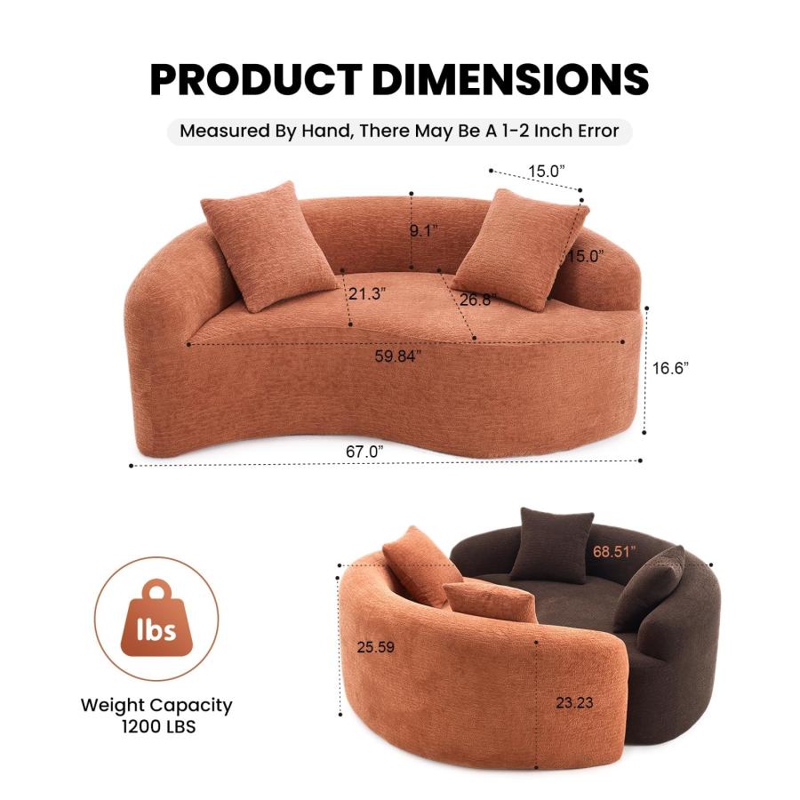【並行輸入品】 Quorflax 66.9'' Modular Sectional Loveseat， Chenille Upholstered_3