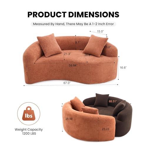 【並行輸入品】 Quorflax 66.9'' Modular Sectional Loveseat， Chenille Upholstered_4