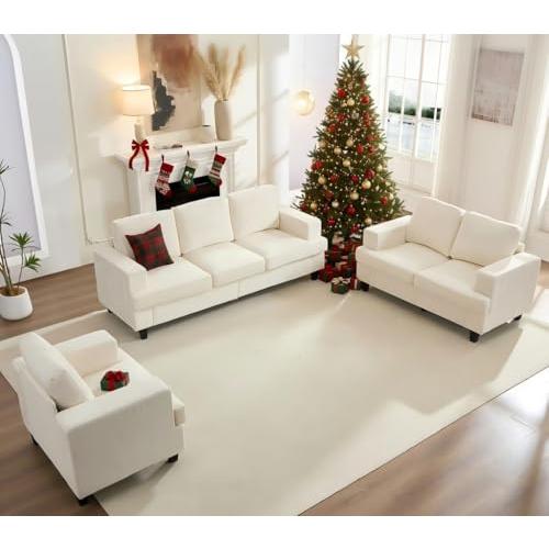 【並行輸入品】 Mjkone 82" Width 3 Piece Living Room Sofa Set， 3 Seat Sofa Couch_1