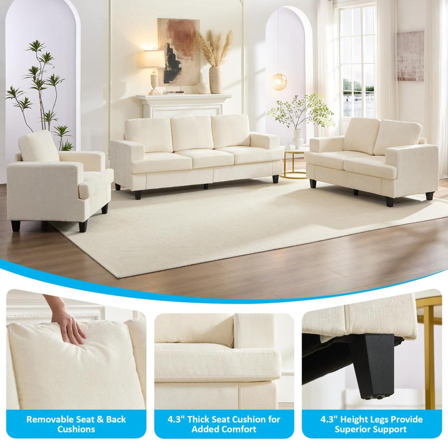 【並行輸入品】 Mjkone 82" Width 3 Piece Living Room Sofa Set， 3 Seat Sofa Couch_6