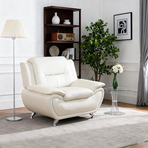 【並行輸入品】 Snuptor Leather Sofa Chair，Oversized 46" Accent Chair Couch for