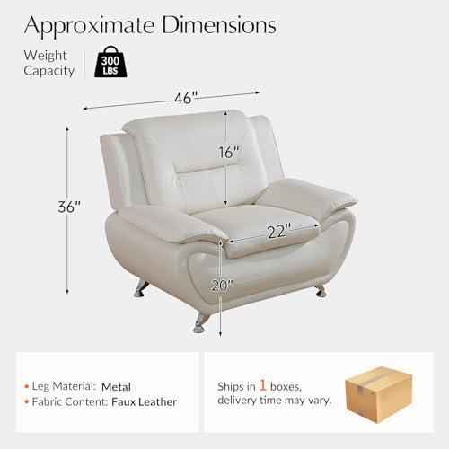 【並行輸入品】 Snuptor Leather Sofa Chair，Oversized 46" Accent Chair Couch for