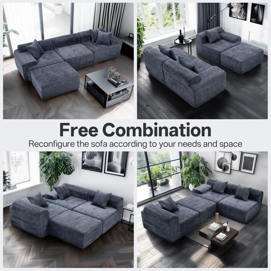 並行輸入品】 119'' Modular Sectional Sofa Couch with Chaise, Deep