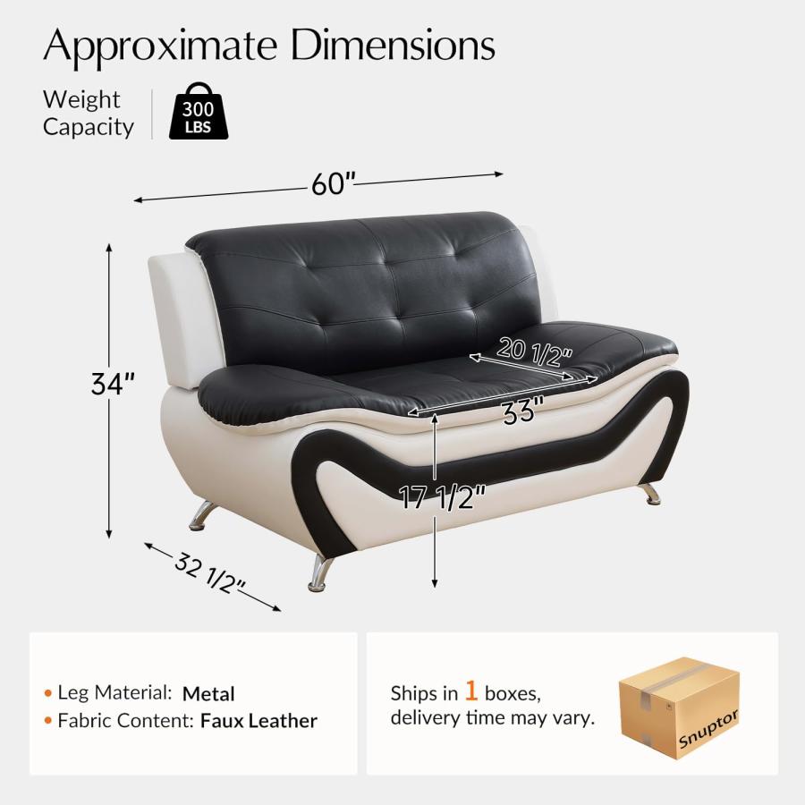 【並行輸入品】 Snuptor Leather Loveseat Sofa，60" Love Seat Couch for Living Roo_3
