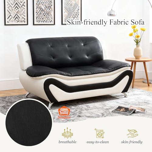 【並行輸入品】 Snuptor Leather Loveseat Sofa，60" Love Seat Couch for Living Roo_7