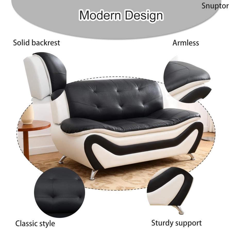 【並行輸入品】 Snuptor Leather Loveseat Sofa，60" Love Seat Couch for Living Roo_9