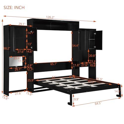 【並行輸入品】 Merax Queen Size Murphy Bed with Desk Vanity and Cabinets,Hideawの画像