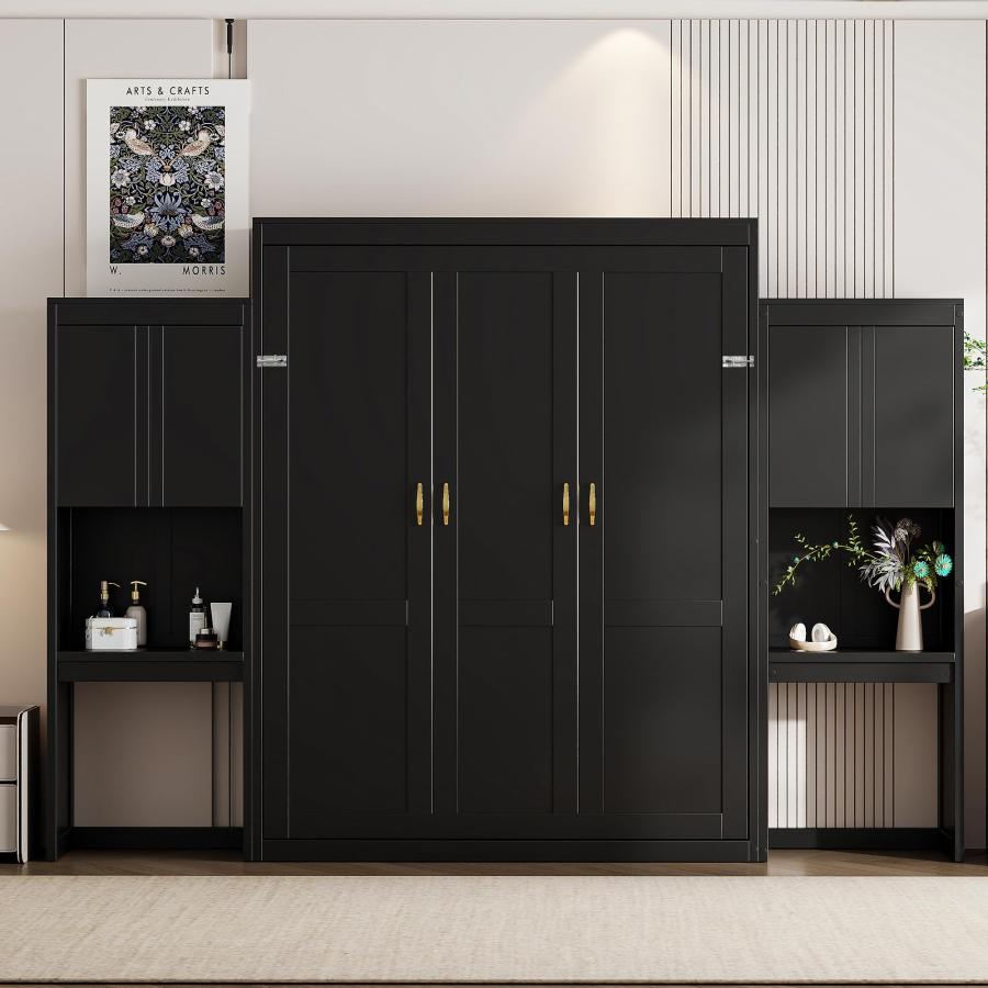 【並行輸入品】 Merax Queen Size Murphy Bed with Desk Vanity and Cabinets,Hideawの画像
