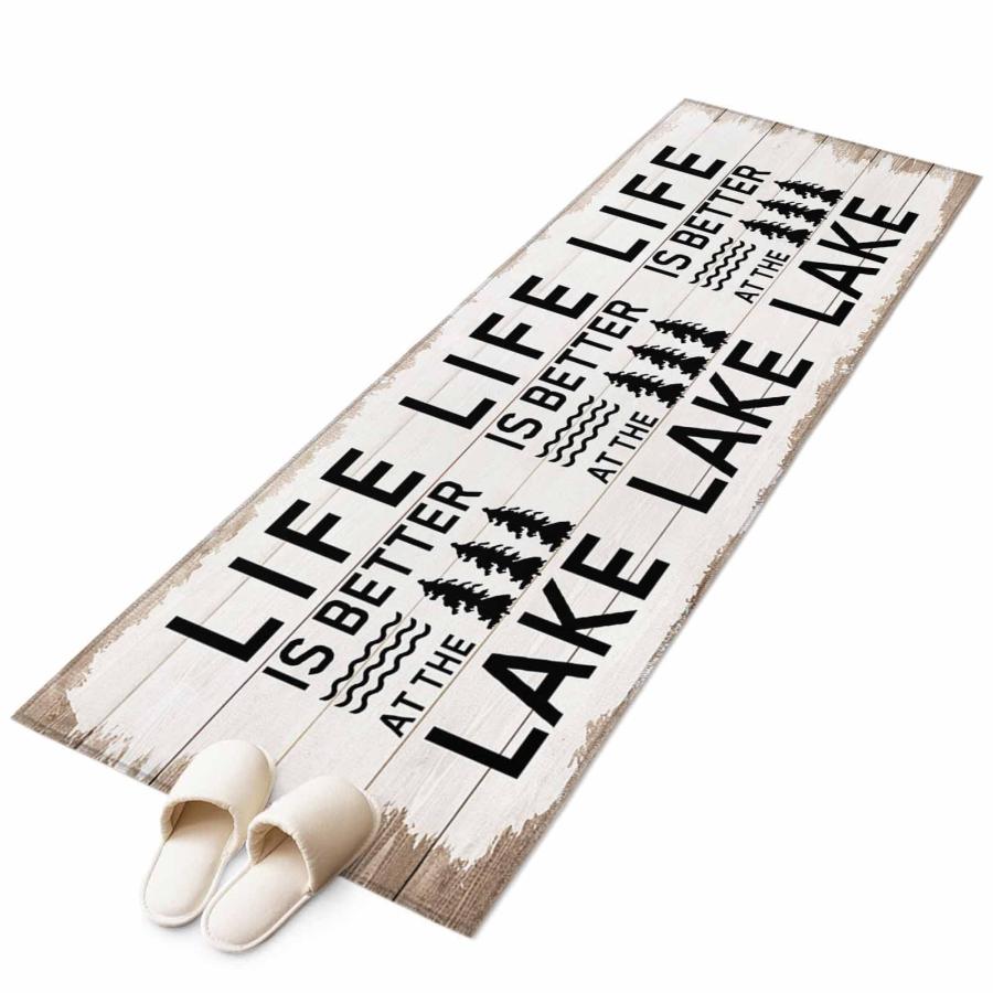 【並行輸入品】 Hallway Runner Rug 2'x6'， Life is Better at The Lake Long Non Sl_3
