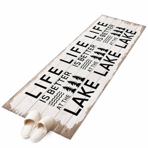 【並行輸入品】 Hallway Runner Rug 2'x6'， Life is Better at The Lake Long Non Sl_4