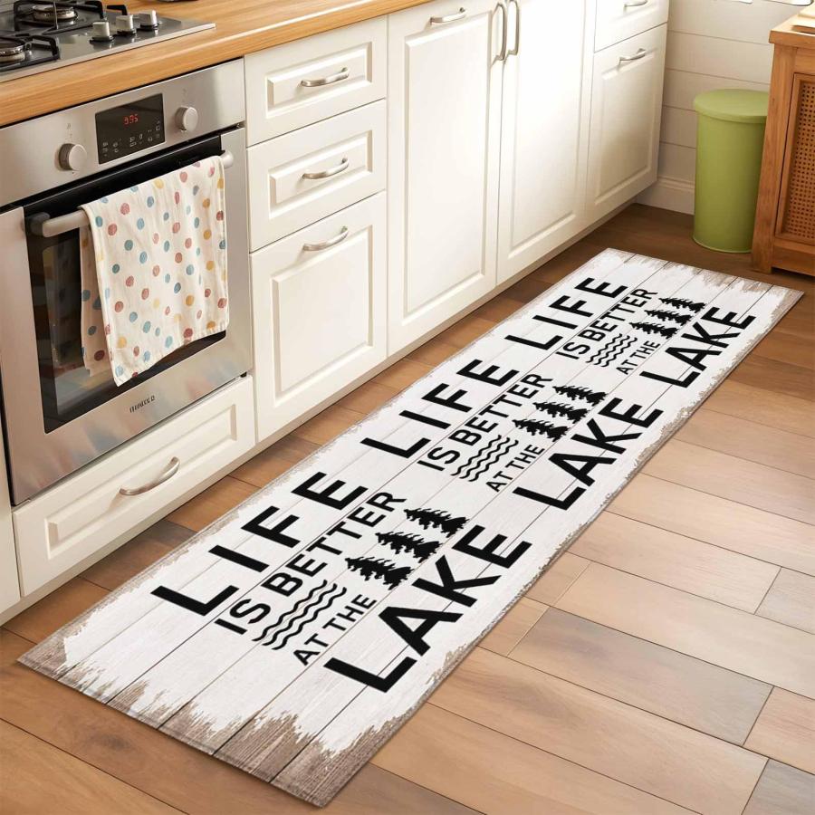 【並行輸入品】 Hallway Runner Rug 2'x6'， Life is Better at The Lake Long Non Sl_6