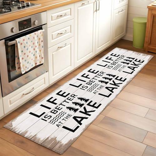 【並行輸入品】 Hallway Runner Rug 2'x6'， Life is Better at The Lake Long Non Sl_7