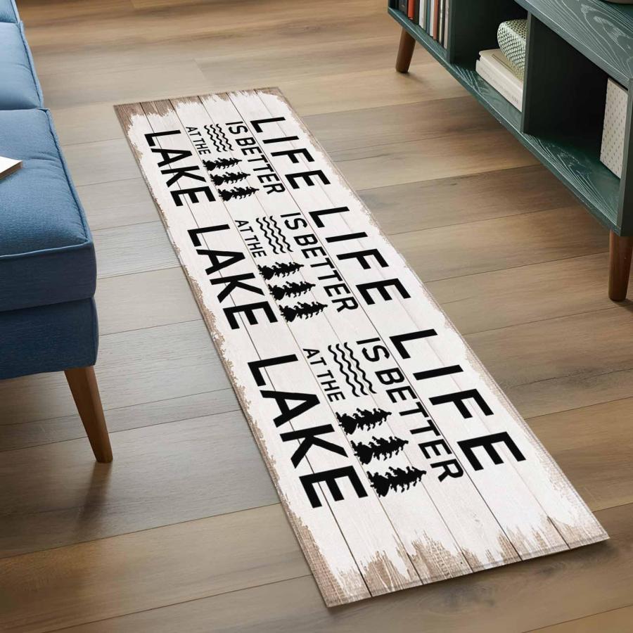 【並行輸入品】 Hallway Runner Rug 2'x6'， Life is Better at The Lake Long Non Sl_9