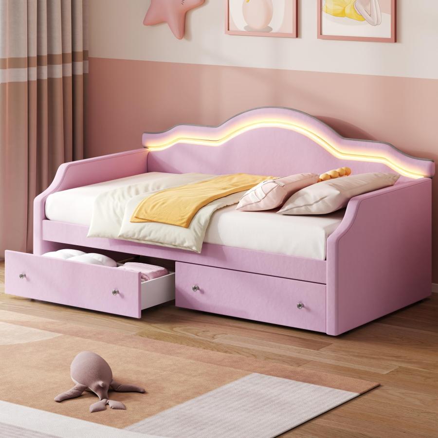 【並行輸入品】 LUMISOL Twin Size Daybed with Storage， Velvet Upholstered Sofa B_3