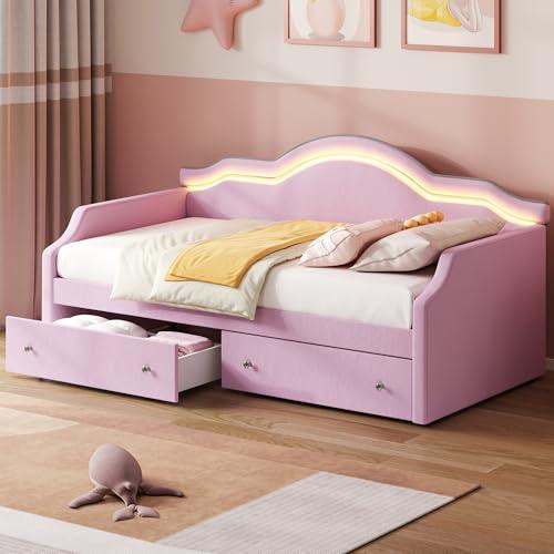 【並行輸入品】 LUMISOL Twin Size Daybed with Storage， Velvet Upholstered Sofa B_4