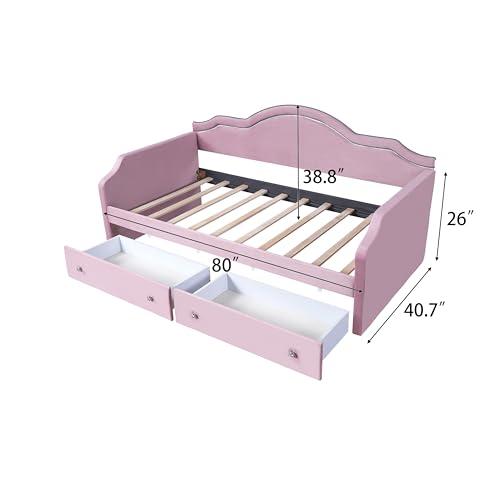 【並行輸入品】 LUMISOL Twin Size Daybed with Storage， Velvet Upholstered Sofa B_7