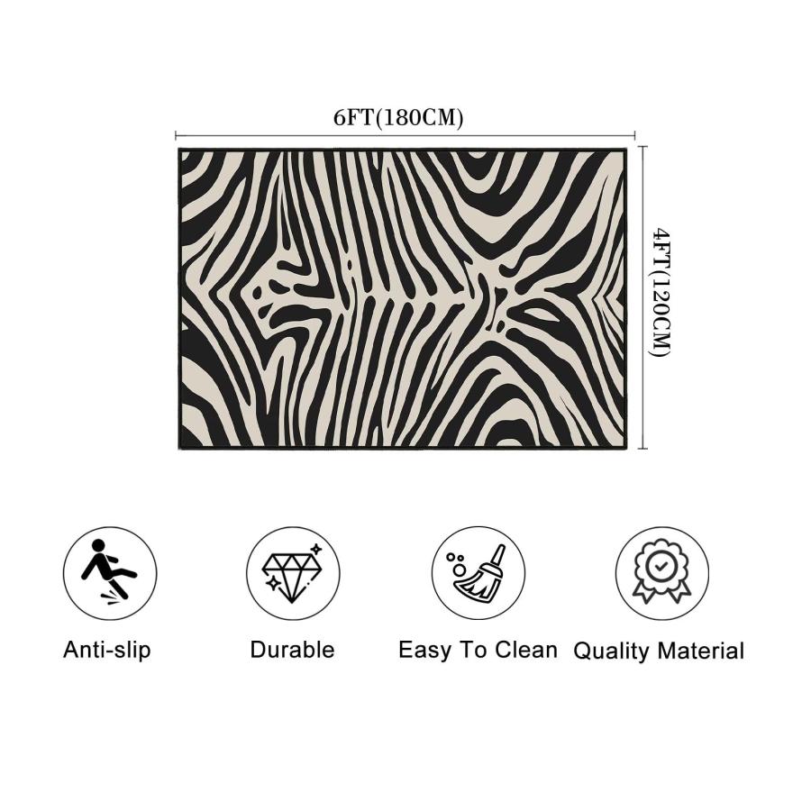 【並行輸入品】 Zebra Print Area Rug 4x6，Zebra Pattern Area Carpets for Living R_3