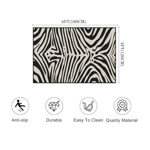 【並行輸入品】 Zebra Print Area Rug 4x6，Zebra Pattern Area Carpets for Living R_4
