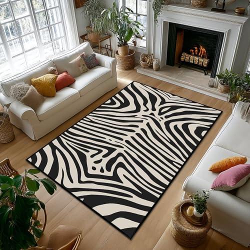 【並行輸入品】 Zebra Print Area Rug 4x6，Zebra Pattern Area Carpets for Living R_7