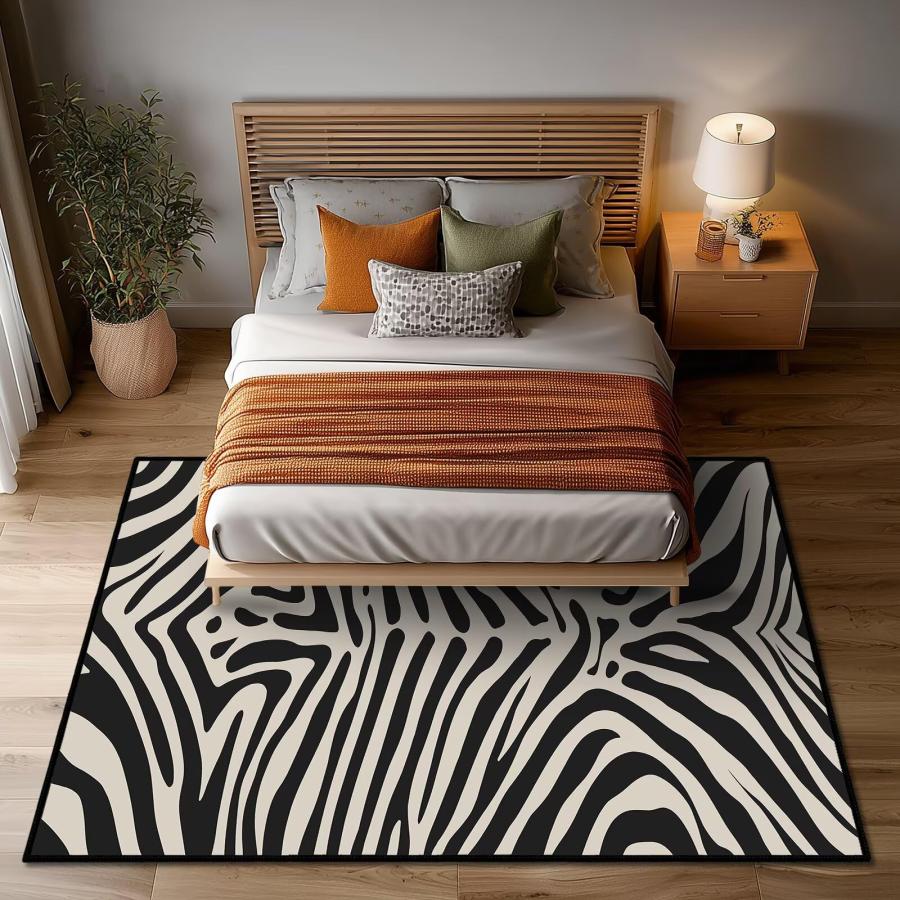 【並行輸入品】 Zebra Print Area Rug 4x6，Zebra Pattern Area Carpets for Living R_9