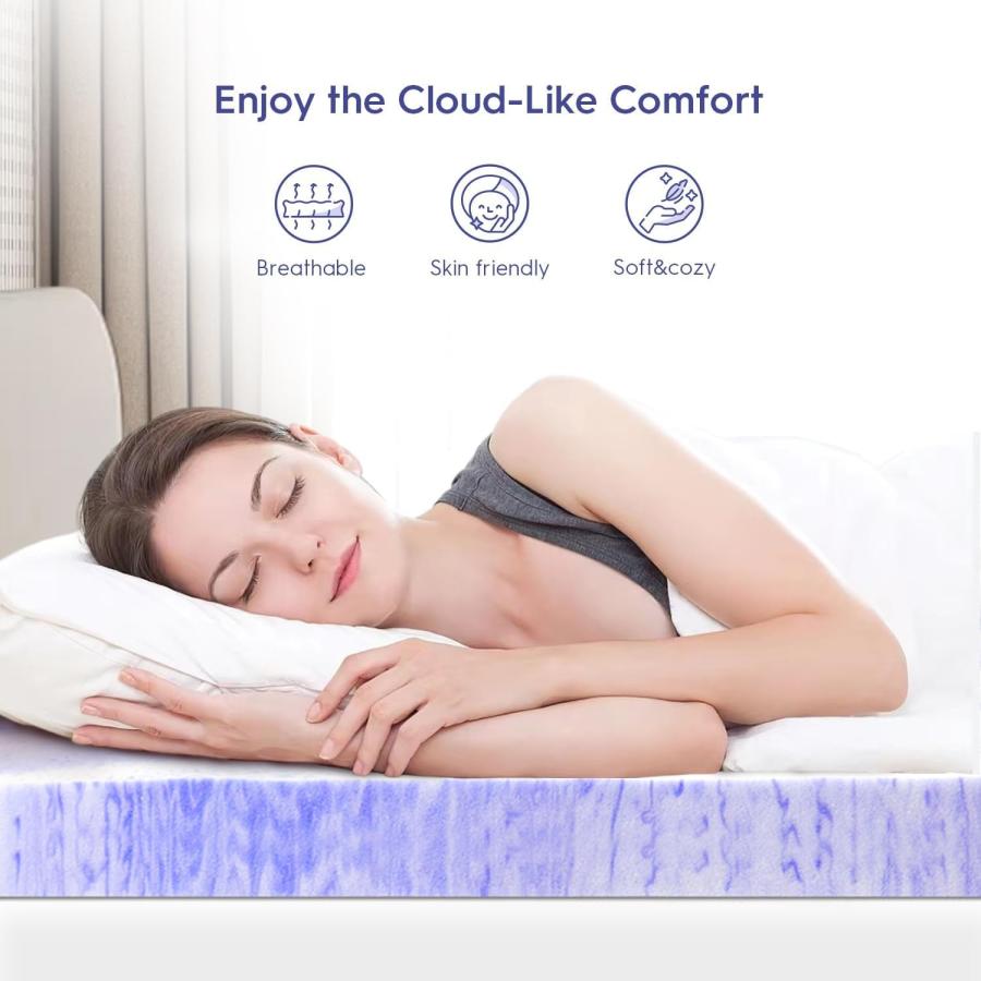 【並行輸入品】ELEMUSE(エレミューズ) 4インチ 通気性のあるデザイン 低反発素材 カリフォルニアキングサイズ マットレストッパー 冷却ジ_9