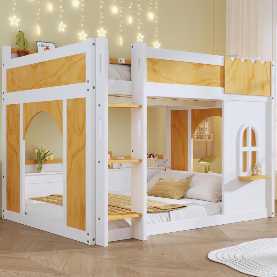 並行輸入品】 Full over Bunk Beds with Shelves, Window, and Doors