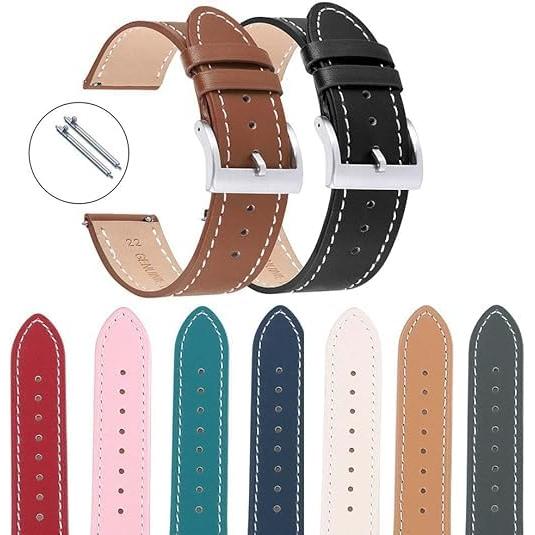 【並行輸入品】 Bascabeen Quick Release Leather Watch Band Replacement for Men Wの画像