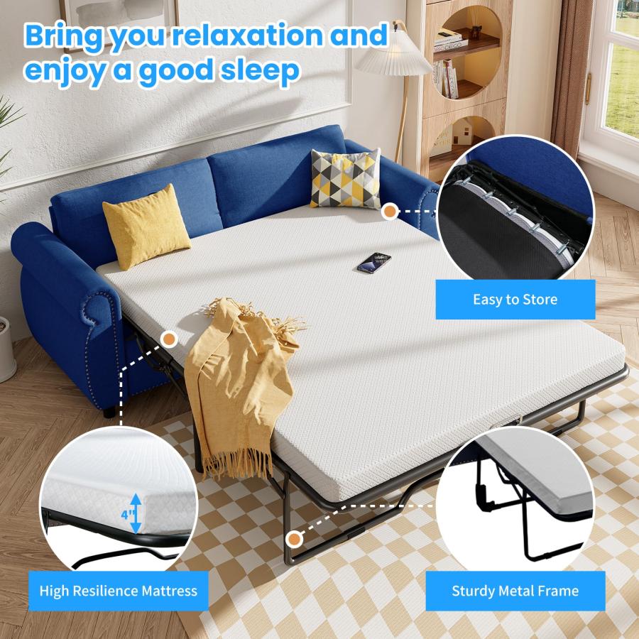【並行輸入品】 PUREMIND 2 in 1 Pull Out Sofa Bed Queen， Convertible Sofa Beds C_9
