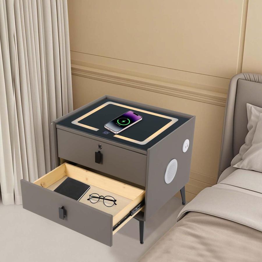 【並行輸入品】 WINNIESHOP Smart Nightstand with Charging Station， Adjustable LE_3